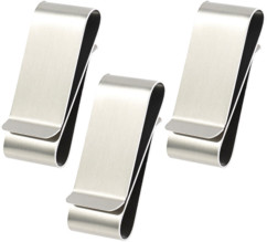 3 doubles pinces à billets en acier inoxydable