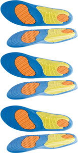 3 paires de semelles de sport avec amorti gel - Pointures 39 à 46