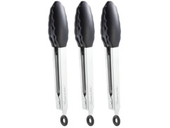 3 pinces à barbecue en silicone et acier inoxydable