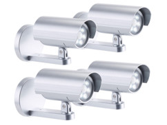 4 caméras de surveillance factices 6 LED avec capteur PIR