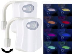 2 veilleuse à LED 8 couleurs pour WC avec capteur de mouvement