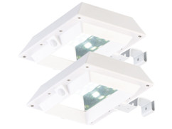 2 lampes solaires à LED 6 W pour mur et gouttière avec capteur PIR - Blanc