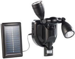 Projecteur extérieur LED solaire 3 W - Double tête - noir