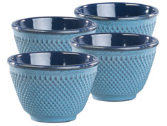 Set de 4 tasses à thé style Arare japonais - Bleu