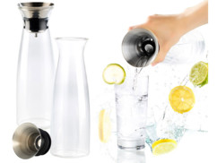 2 carafes en verre avec passoire intégrée