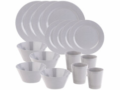 2 sets de vaisselle 16 pièces en bambou mélaminé pour 4 personnes