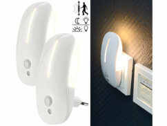 2 veilleuses murales à LED avec capteurs de mouvement et de luminosité Lunartec