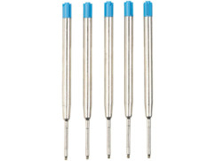 Cinq recharges d'encre bleue pour stylo bille épaisseur B.
