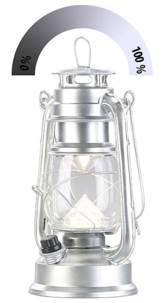 Lampe-tempête LED rechargeable à intensité variable 200lm / 3W / 8000K - Argent