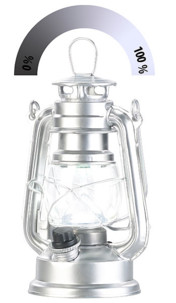 Mini lampe-tempête LED à piles à intensité variable 200lm / 3W / 8000K - Argent