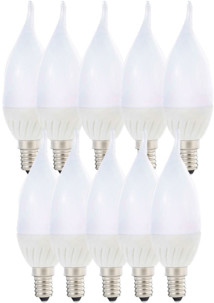 10 ampoules LED ''Flamme'' E14 - 3W - Blanc