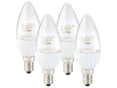 4 ampoules LED ovales 4 W - E14 - Blanc chaud