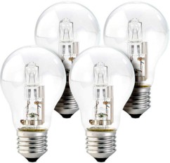 Lot de 4 ampoules halogènes globe dimmables - E27 - 77 W - Blanc chaud