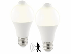 2 ampoules LED 12 W / E27 / 1055 lm avec détecteur de mouvement - Blanc chaud Luminea