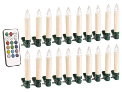 20 bougies de Noël à LED RVB avec télécommande infrarouge Lunartec