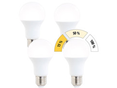 Pack 4 ampoules LED E27 / 10 W / 810 lm à 3 niveaux de luminosité - blanc chaud