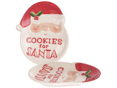 Lot de 2 assiettes décoratives Père Noël "Cookies for Santa"