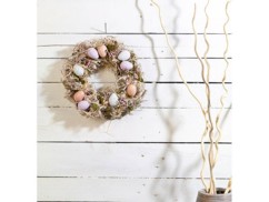 Couronne de Pâques décorative avec oeufs couleurs pastel, Ø 34cm