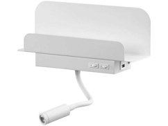 Étagère murale avec lampe de lecture et port de chargement USB - Blanc