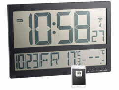 Horloge murale radio-pilotée avec thermomètre int./ext. XXL