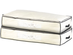 2 housses de rangement 86 L pour dessous de lit avec fenêtre transparente -Beige