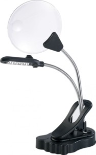 Loupe de bureau à LED avec pince de fixation