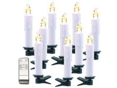 10 bougies à LED sans fil avec télécommande - Blanc 