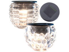 Photophore en verre à LED solaire, Ø 8 cm "Lucilla" + "Liora"