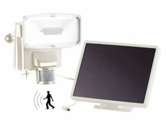 Projecteur à LED avec détecteur de mouvement et module solaire, IP44 - Blanc