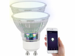 2 ampoules LED RVB CCT connectées GU10 compatibles Alexa et Google Assistant