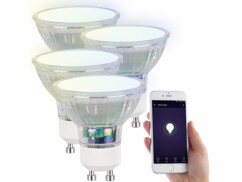4 ampoules LED RVB CCT connectées GU10 compatibles Alexa et Google Assistant