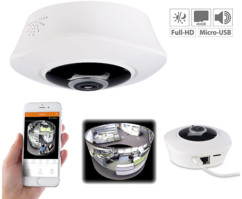 Caméra de surveillance IP panoramique 360° Full HD à vision nocturne