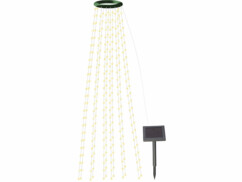 Guirlande lumineuse solaire à effet cascade 12 fils / 300 LED - Blanc chaud