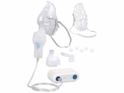 Inhalateur compact sans fil Newgen Medicals avec masques pour adulte et masque pour enfant.
