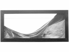 Tableau de sable noir et blanc en bois de 35 x 16 cm.
