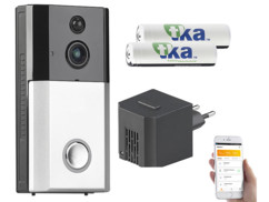 Visiophone HD sans fil connecté avec fonction interphone, carillon et batteries