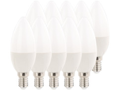10 ampoules bougie LED E14 480 lm 270° A+ - 6 W - blanc chaud
