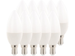 10 ampoules bougie LED E14 480 lm 270° A+ - 6 W - blanc du jour