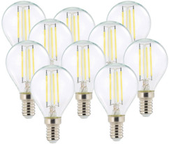 10 ampoules LED à filament - culot E14 - forme Goutte - Blanc