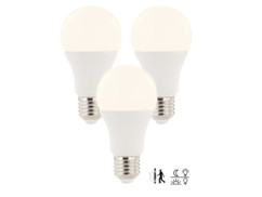 3 ampoules à LED 12 W/E27 avec détecteur d'obscurité et de mouvement blanc chaud