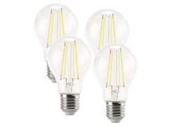 4 ampoules Poire LED à filament A++, E27, 6 W, 806 lm, 360°, Blanc