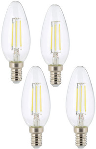 Ampoule LED à filament - culot E14 - forme Bougie - Blanc - x4
