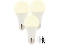 3 ampoules à LED 12 W/E27 avec détecteur de mouvement radar Blanc Chaud