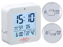 mini reveil digital avec réglage automatique heure radiopilotage thermometre et hygrometre pour humidité ambiante infactory