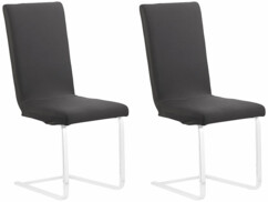 Deux housses de chaise Infactory de couleur noire.