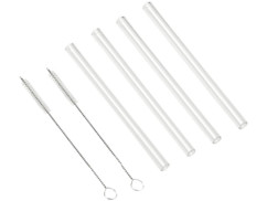 Lot de 4 pailles en verre borosilicate avec 2 brosses de nettoyage.