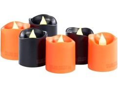 6 bougies à LED spécial Halloween - coloris orange et noir