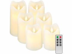 6 bougies télécommandées en cire véritable à luminosité variable et effet flamme