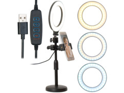 Anneau LED avec support pour smartphone