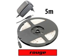 Bande à LED pour intérieur, 5 m, avec prise secteur - Rouge